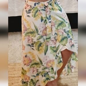 june & hudson White Floral Asymmetrical Romantic Ruffle Skirt XL
